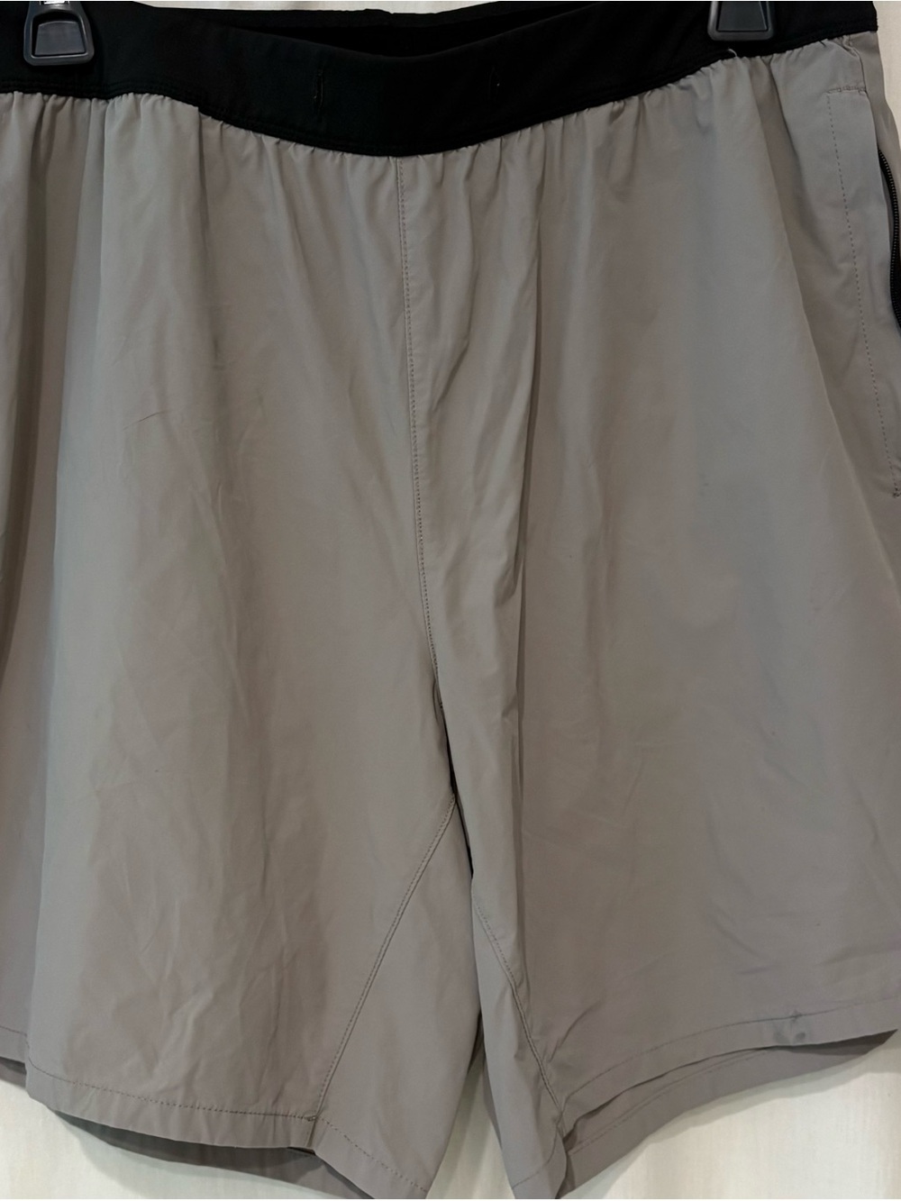 Men's Athletic Quick-Dry Performance Shorts - Light Gray with Black Waistband